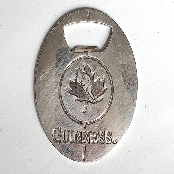 OVAL GUINNESS Bottle Opener Silver Tone Metal Irish Stout - Picture 1 of 2